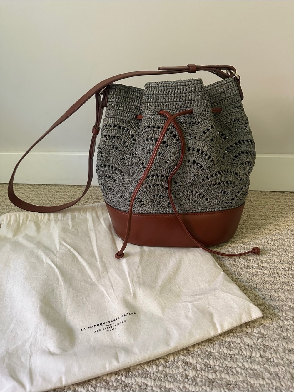 Sezane Sage Alma Bucket Bag